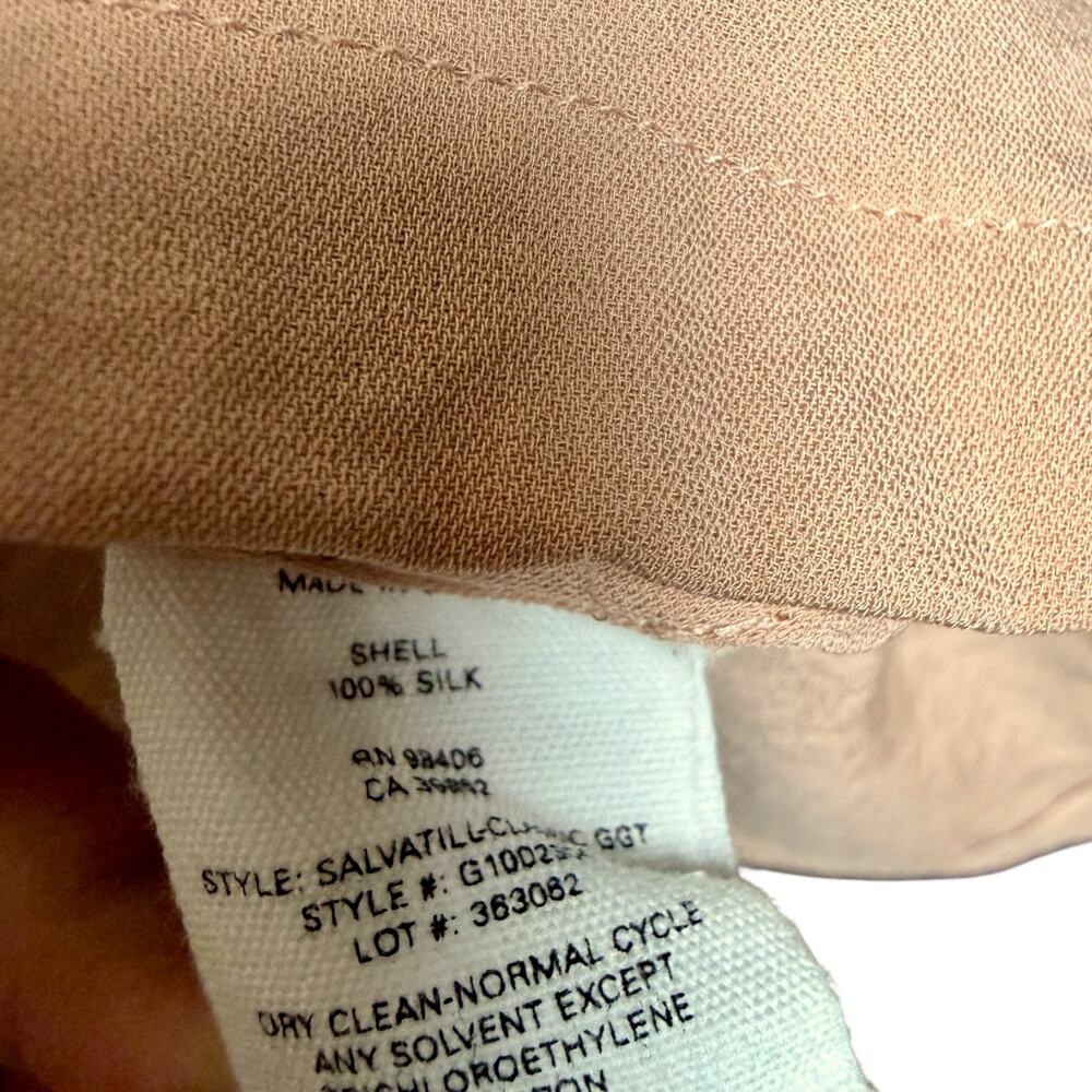 Theory 100% Silk Tan Sleeveless Collared Blouse Business Casual Office Luxury - Picture 5 of 7